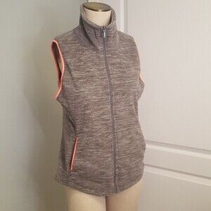Old Navy Grey Fleece Pink Piping Vest with Pockets